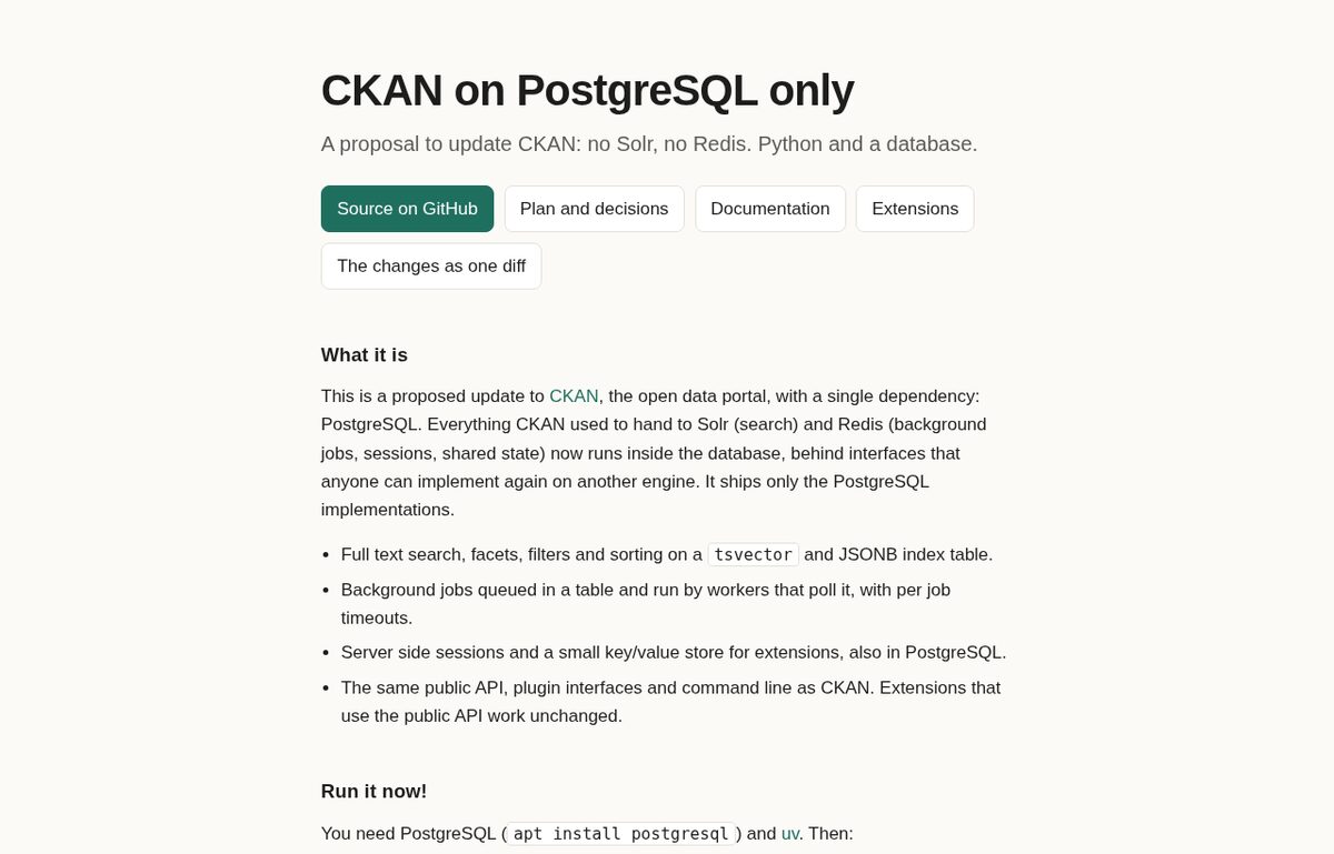 CKAN on PostgreSQL only